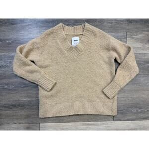 Aerie Tan V Neck Sweater XS Soft Cozy Minimalist Neutral Fall Winter Layers